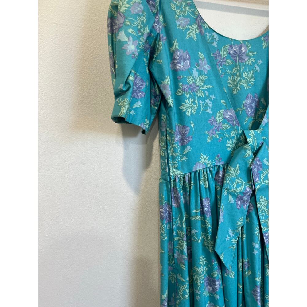 Laura Ashley Vintage 80s Cottagecore Puff Sleeve Prairie Midi Dress Size 10 - Picture 8 of 13